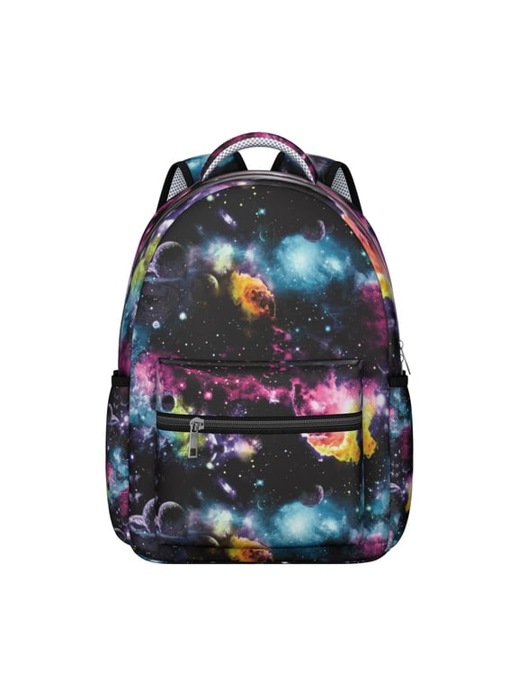 Starry Night Galaxy Students Backpack Celestial Outer Space Nebula Design, Lightweight and Wear-Resistant School Bag for Student and Student