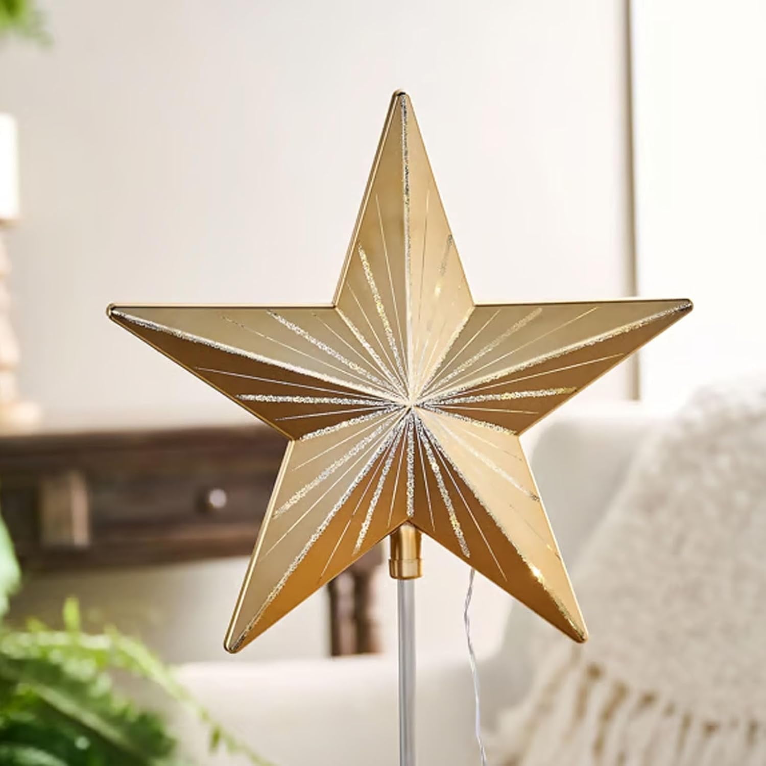 Kurt Adler 10-Light 7-Point Blue Capiz Star Treetop