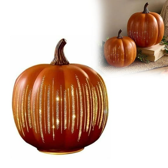 Starry Night Glass Pumpkins, Cherishous Twinkle LED Light Pumpkins, Halloween Pumpkin Night Light, Built-In Timer, One-Button Control, Perfect for Bedroom, Hallway & Home Décor