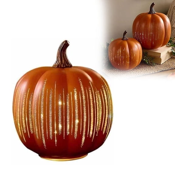 Starry Night Glass Pumpkins, Twinkle LED Light Pumpkins, Halloween Pumpkin Night Light, Built-In Timer, One-Button Control, Perfect for Bedroom, Hallway & Home Décor