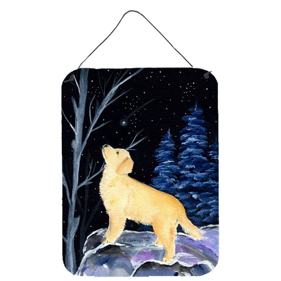 Starry Night Golden Retriever Aluminium Metal Wall or Door Hanging Prints