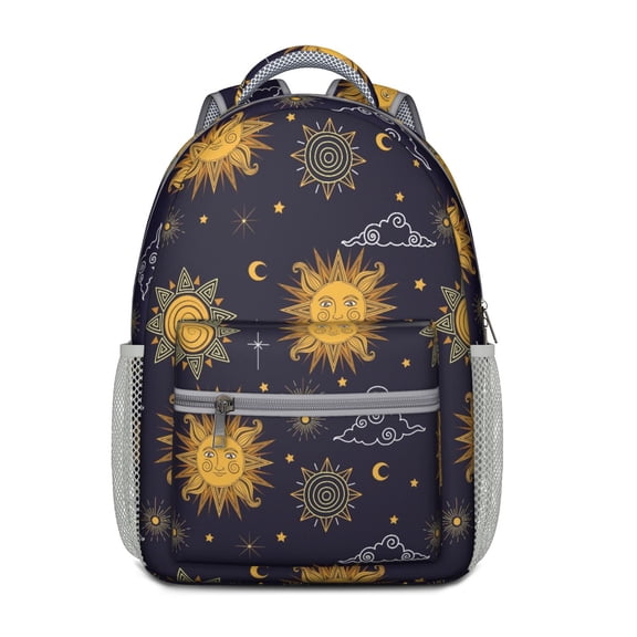 Starry Night Gothic Backpack – Celestial Moon & Sun Astrology Design with Mystical, Witchy and Spiritual Prints