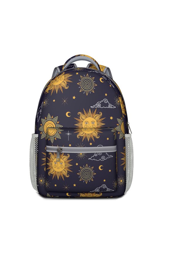 Starry Night Gothic Backpack – Celestial Moon & Sun Astrology Design with Mystical, Witchy and Spiritual Prints