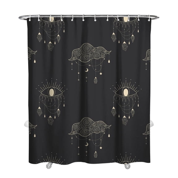 Starry Night Gothic Shower Curtain - Celestial Sun Moon Cosmic Witchy Aesthetic Waterproof Bath Decor 72x84 Inch Quick-Dry Machine Washable with Hooks