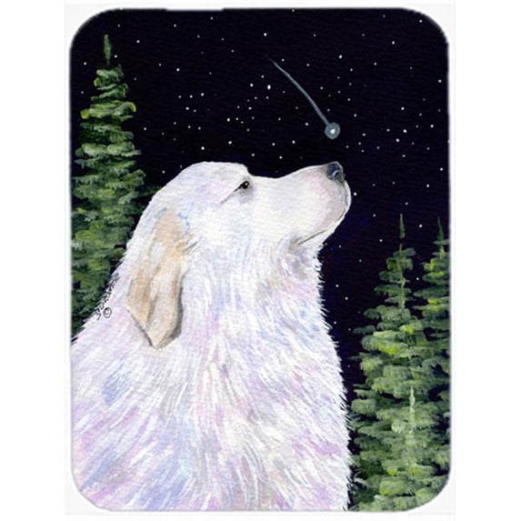Starry Night Great Pyrenees Glass Cutting Board- Large