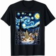 thumbnail image 1 of Starry Night Holiday Tree Inspired Winter Art Scenic Fun Unisex T-Shirt, up to size 5XL, 1 of 2