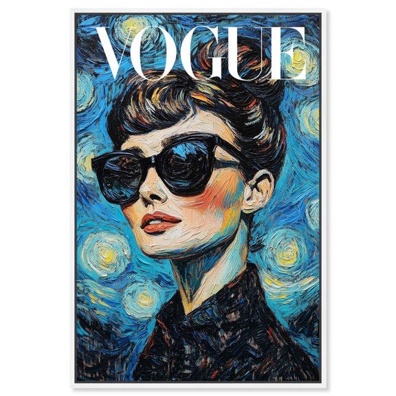 Starry Night Icon Canvas Iconic Portraits by Art Remedy, White Frame, 24 x 36