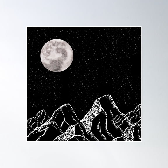 Starry Night In A Moonlit Sky. Poster Wall Art, Modern Wall Decor, 24x24 UNFRAMED