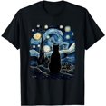 thumbnail image 1 of Starry Night Inspired Cat Gifts Funny Cat T-Shirt, 1 of 5