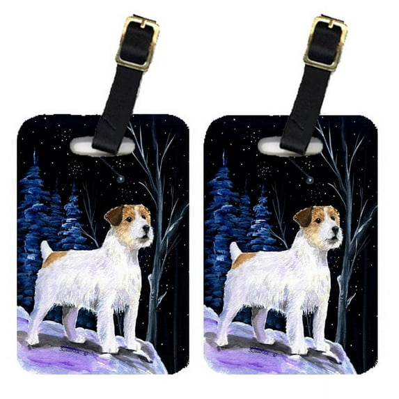 Starry Night Jack Russell Terrier Luggage Tags Pair of 2