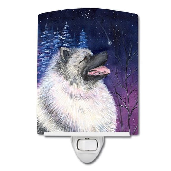 Starry Night Keeshond Ceramic Night Light