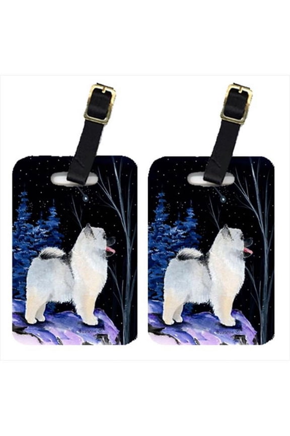Starry Night Keeshond Luggage Tags - Pair Of 2