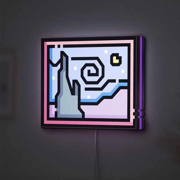 Starry Night LED Lightbox - Art Museum Painting Canvas Decor, Custom Led Sign for Home Office Shop Decor (Height 16 inch, 40cm)