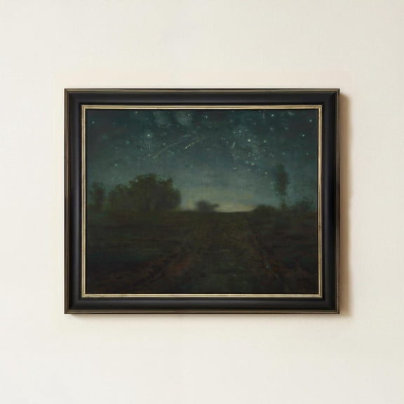 Starry Night Landscape Wall Art Print For Rustic Celestial Home Decor