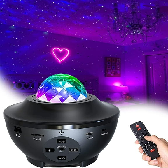 Starry Night Light for Bedroom, Galaxy Projector, Cloud Nebula LED Ocean Wave Projector and Bluetooth Speaker as Gift, Decoration, Birthday Party, Wedding, Bedroom, Living Room