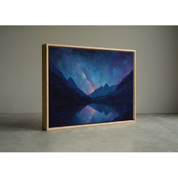 Starry Night Mountain Milky Way Galaxy Lake Reflection Portrait Decor Unframed Paper Print