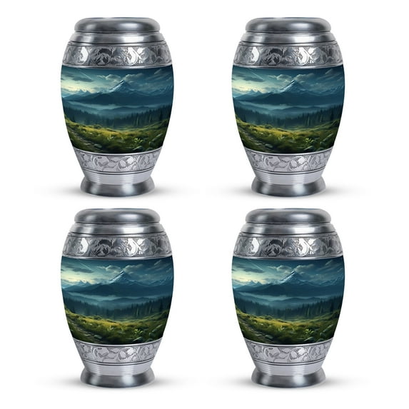 Starry Night over Mountain Path Cremation Urn For Ashes - Adult Urns For Human Ashes - Small Urns For Ashes- Urns For Cremation Ashes - Cremation Urn For Human Ashes (Size-3inch,4Pcs)