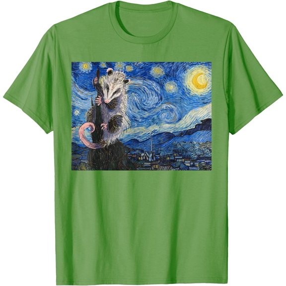 Starry Night Opossum Van Gogh Possum Funny Rodent Animal Unisex T-Shirt for Men Women Kids Toddler,Lime Color,Size 2T