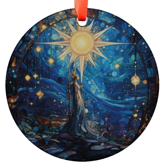 Starry Night Ornament, Celestial Hanging Decor, Unique Art Ornament, Night Sky Decoration, Cosmic Star Art Piece, Holiday Keepsake, Xmas Tree Hanging Decoration, Seasonal Gift Idea