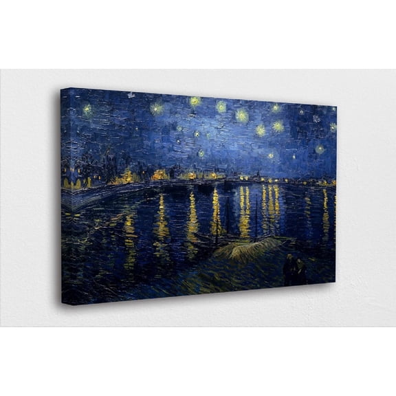 Starry Night Over The Rhone by Vincent Van Gogh - Wrapped Canvas Print Wall Art for Home Office Décor