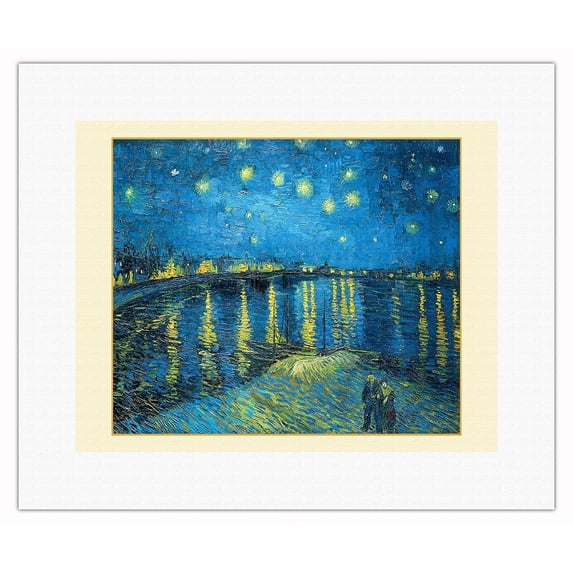 Starry Night Over the Rhone - From an Original Color Painting by Vincent van Gogh c.1888 - Fine Art Rolled Canvas Print 11in x 14in