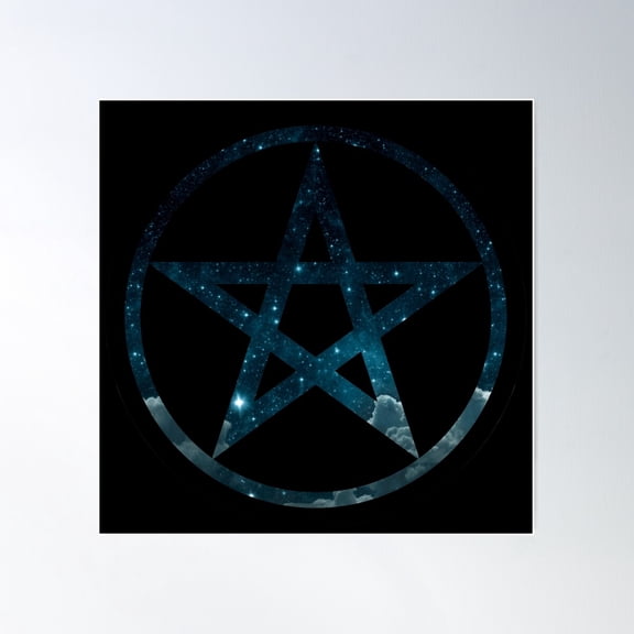 Starry Night Pentacle Poster Wall Art, Modern Wall Decor For Living Room Bedroom, 16x16 UNFRAMED