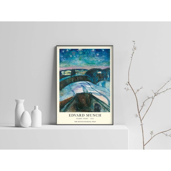 Starry Night Print Edvard Munch Print Munch Art Print Starry Night Poster Munch Poster Munch Vintage Wall Art Print