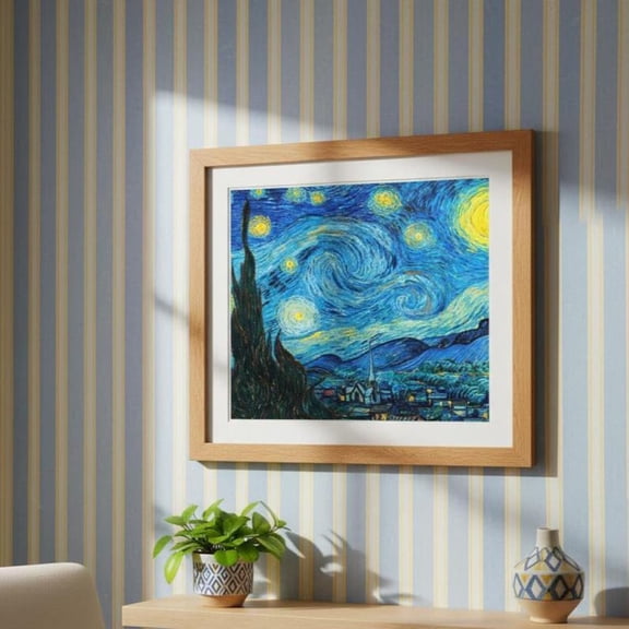 Starry Night Print, Van Gogh Timeless Classic Wall Decor #155, Unframed Canvas Size 8x12