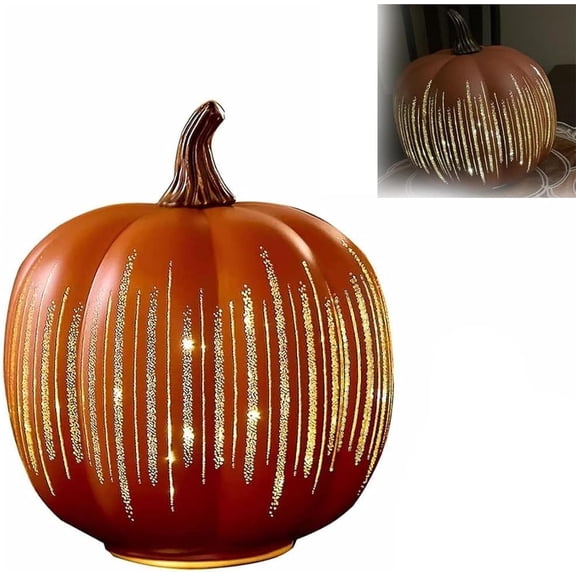 Starry Night Pumpkin, Luminous LED Pumpkin, Sparkling Starry Glass Pumpkin, Autumn Halloween Home Bedroom Bathroom Corridor Lighting Decoration(Orange)