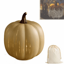 Starry Night Pumpkins, Cherishous Twinkle LED Light Pumpkins, Timer Lighted Sparkling Starry Night Resin Pumpkin, Pumpkin Light Decorations for Bedroom Hallway(Beige,Medium)