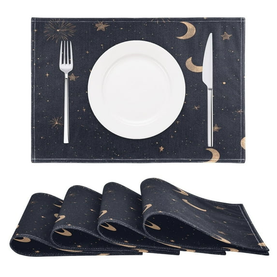 Starry Night Reversible Placemat Non Slip Coffee Mat 18x12 Inch for Dining, Kitchen, Coffee