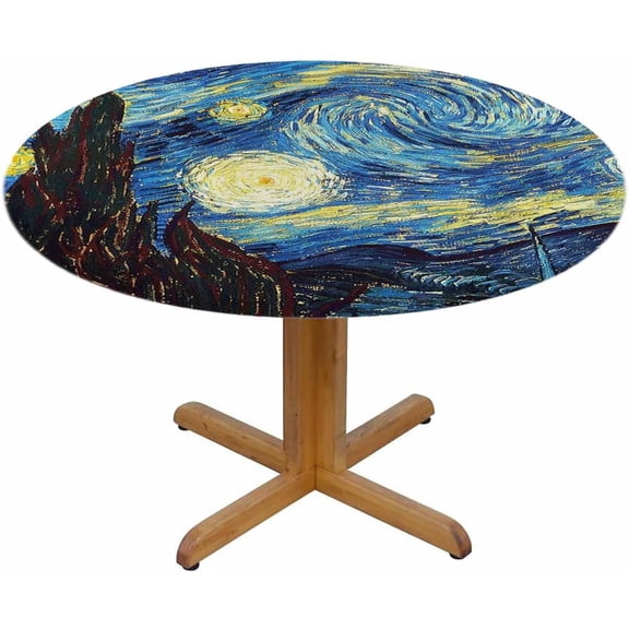 Starry Night Round Tablecloth Van Gogh Classic Vivid Star Cloud Universe Table Cover Table Cloth For Indoor Dining, Outdoor Picnic Parties, Camping ,Fits For Table 40-44"