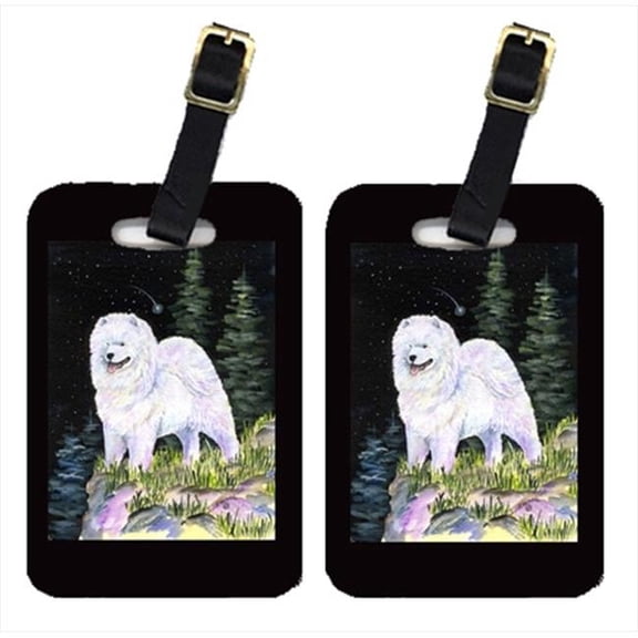 Starry Night Samoyed Luggage Tags - Pair Of 2