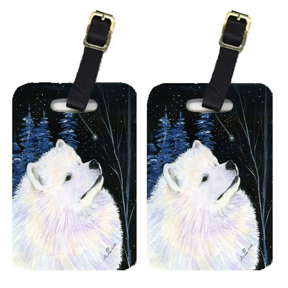 Starry Night Samoyed Luggage Tags Pair of 2