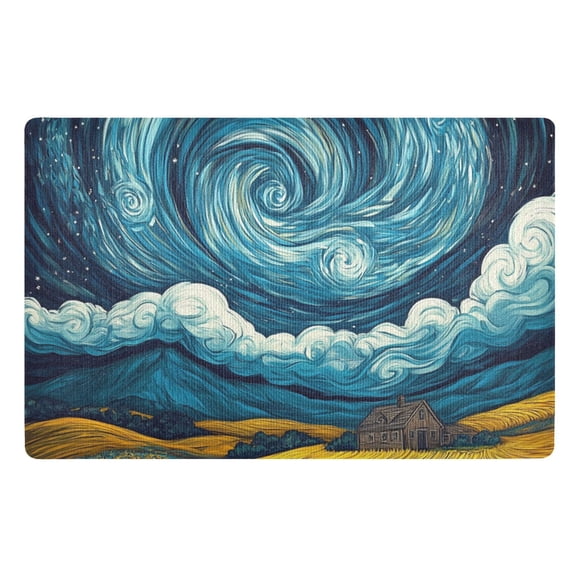 Starry Night Scenery Floor Door Mat Outdoor Indoor for Home Entrance Welcome Mats 32"x20"
