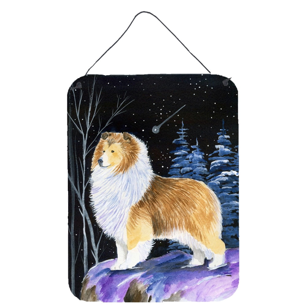 Starry Night Sheltie Aluminium Metal Wall or Door Hanging Prints