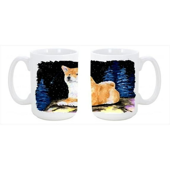 Starry Night Shiba Inu Dishwasher Safe Microwavable Ceramic Coffee Mug 15 oz.