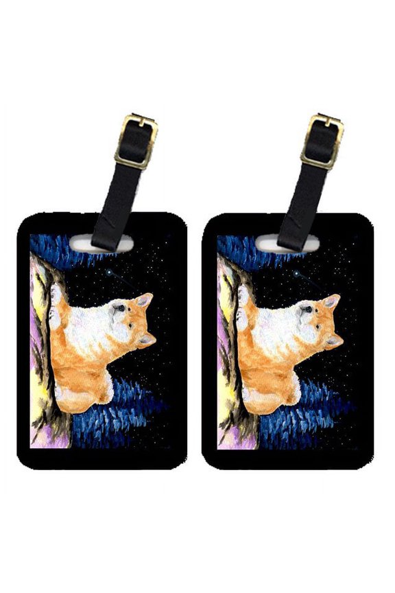 Starry Night Shiba Inu Luggage Tags Pair of 2
