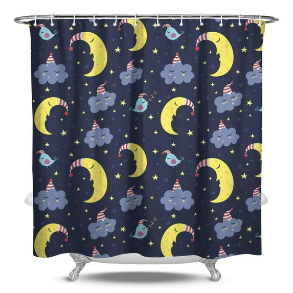 Starry Night Shower Curtain Galaxy Space Bathroom Decor Waterproof 84x72 Inch Nebula Cosmic Celestial Design Fade-Resistant with Metal Grommets