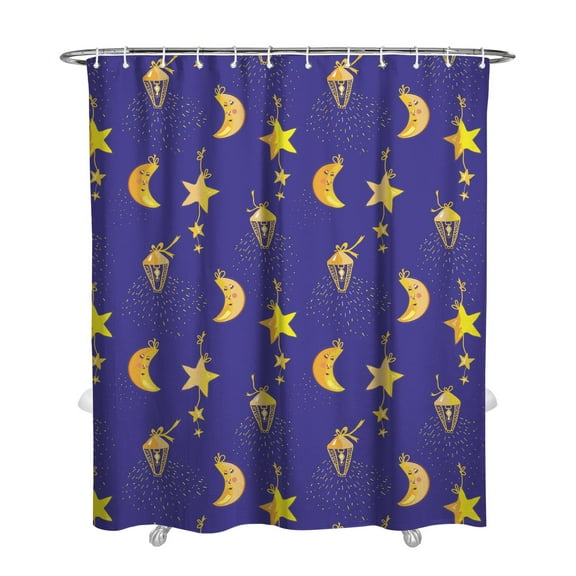 Starry Night Shower Curtain, Space and Galaxy Aesthetic Cosmos Outer Space Celestial Moon Stars Bathroom Decor 72x84 Inch Waterproof with Hooks