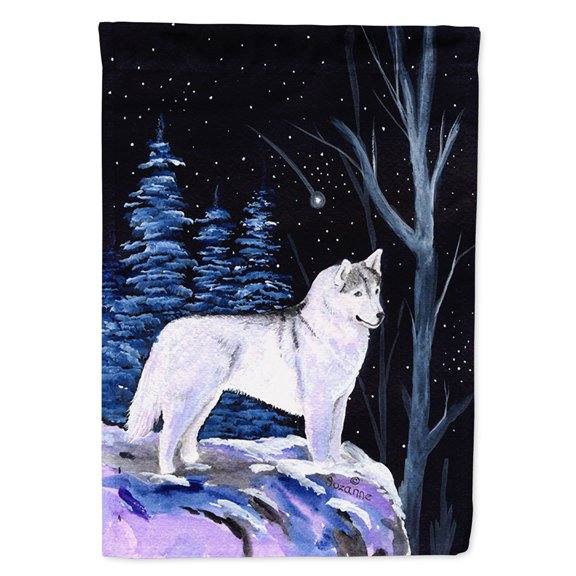 Starry Night Siberian Husky Flag Canvas House Size