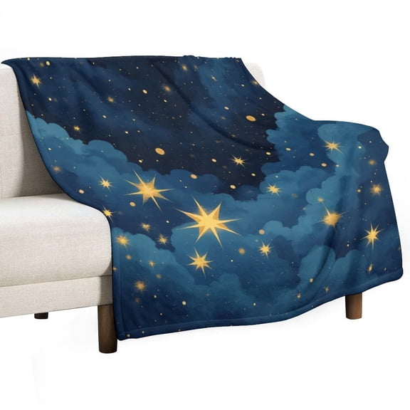 Starry Night Sky Clouds Throws Blankets for Sofa Bed Winter Plush Warm Blanket Holiday Gifts