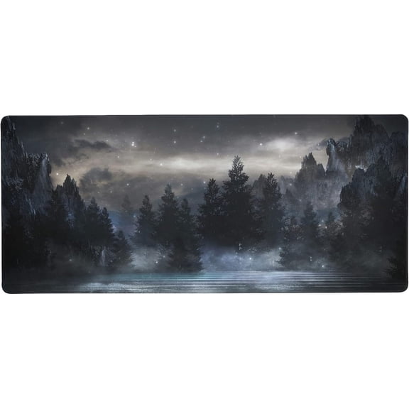 Starry Night Sky Forest Large Gaming Mouse Pad Big Mousepad Mice Keyboard Mat with Non-Slip Rubber Base for Computer Laptop Home & Office, 31.5 X 15.7 inch