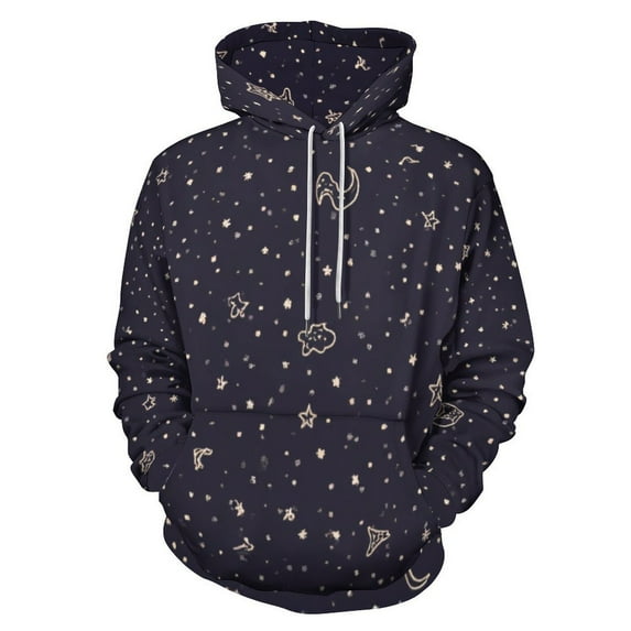 Starry Night Sky Pattern(1) Men's Women Vintage 3D Hooded Sweatshirt - All-Season Loose Fit Streetwear
