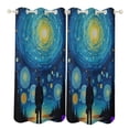 thumbnail image 1 of Starry Night Sky Reflection Study Room Living Kitchen Bedroom For Blackout Curtain Printed 2 Panels, 1 of 6