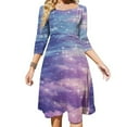thumbnail image 1 of Starry Night Sky Reflection Women's Fall Dresses Casual Loose Flowy Swing Shift Dress, 1 of 9