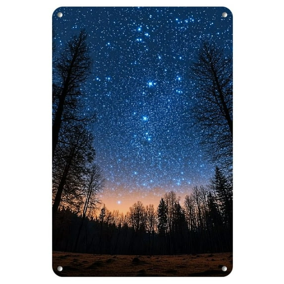 Starry Night Sky Retro Iron Sign - Deep Blue, Infinite Cosmic Design for Christmas Decor & Gifts, Perfect for Room Decor