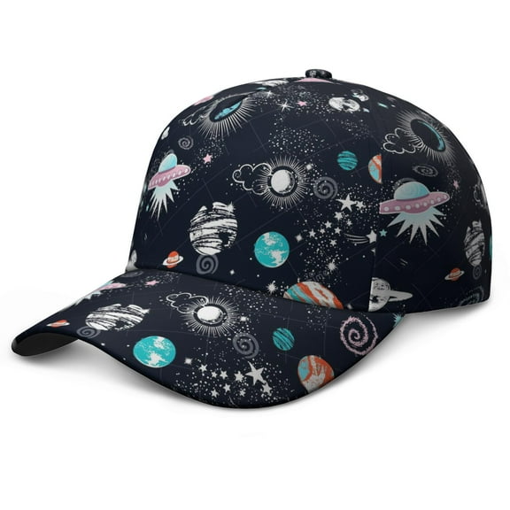 Starry Night Sky Rocket Spacecraft Baseball Cap – Comfortable Snapback Hat for Sports Teams and Outdoor Activities