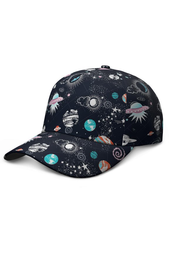 Starry Night Sky Rocket Spacecraft Baseball Cap – Comfortable Snapback Hat for Sports Teams and Outdoor Activities
