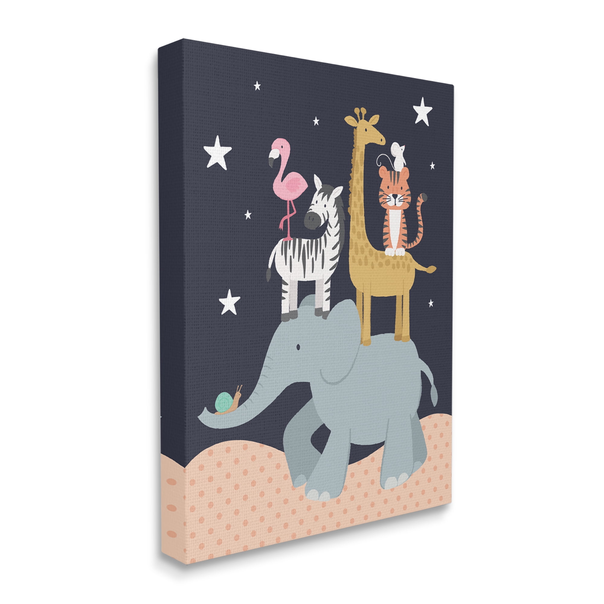 Stupell Industries Starry Night Sky Safari Animals Elephant Giraffe Zebra,16 x 20,Designed by Lisa Whitebutton